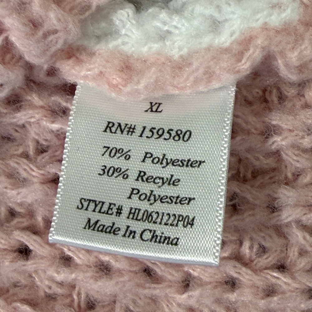 Pink Lily Heart Sweater XL Pullover Long Sleeve Cozy Knit Crew Neck Top - Picture 5 of 5